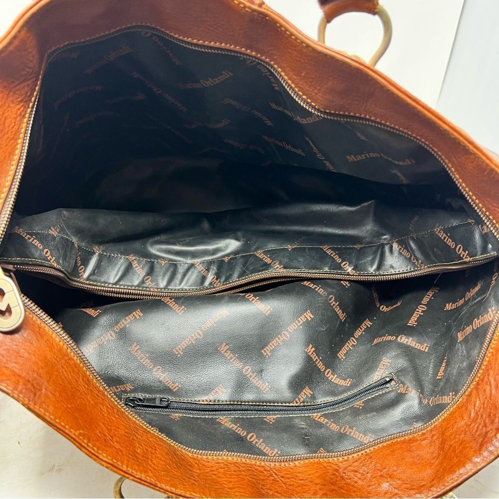 Marino Orlandi Brown Leather Satchel Tote - Picture 13 of 13